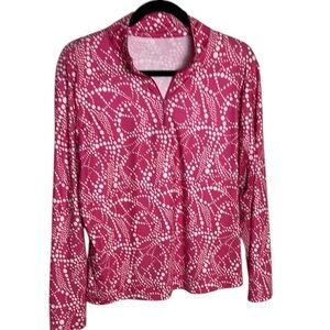Gottex Women's Pink fitted mesh athletic Top, mesh details on part of sleeves